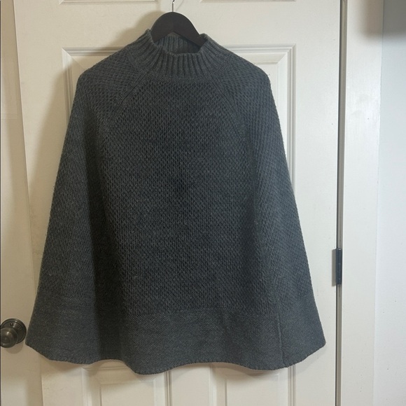 Ralph Lauren Mock Neck Sweater Poncho one size charcoal, gray - Picture 2 of 16
